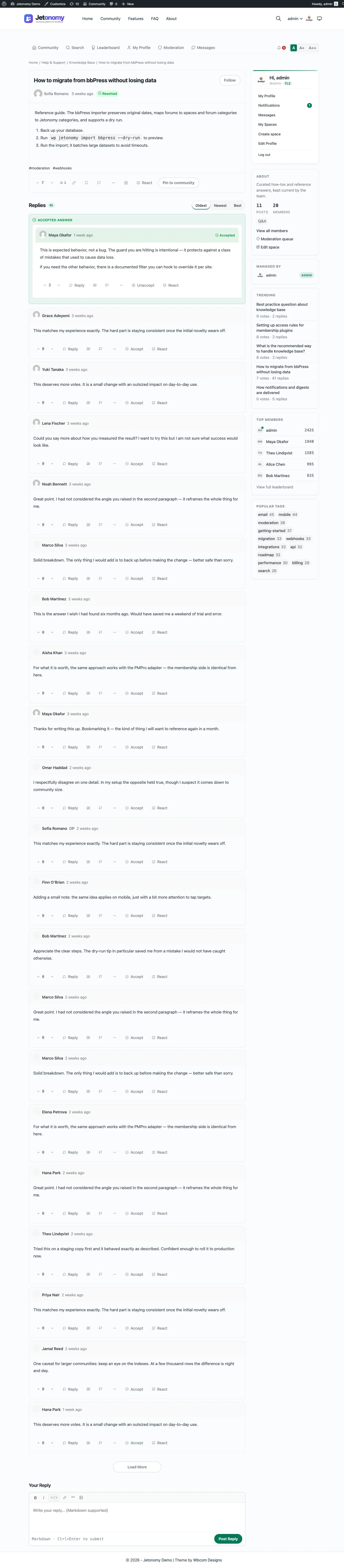 Q&amp;A question with an accepted answer pinned to the top, showing the green Accepted tag and the Accepted answer callout box