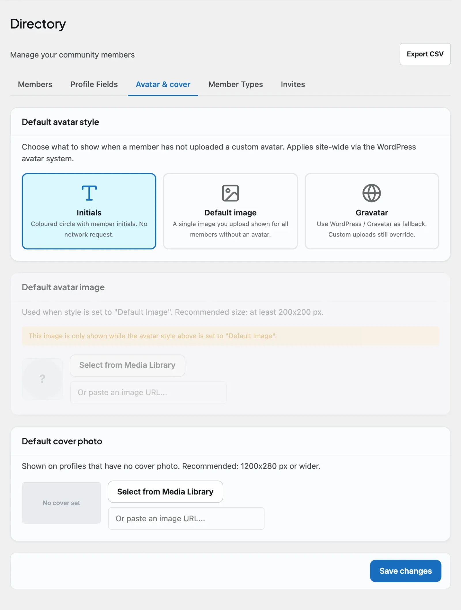 Avatar &amp; Cover settings - sizes, defaults, and moderation