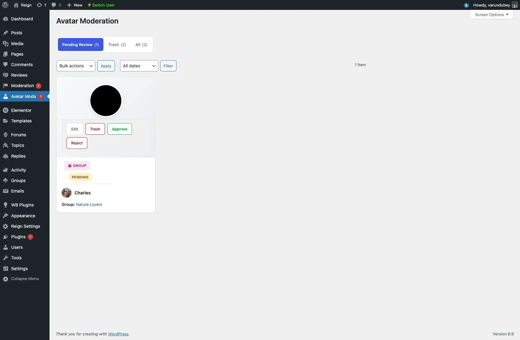 Pending avatars