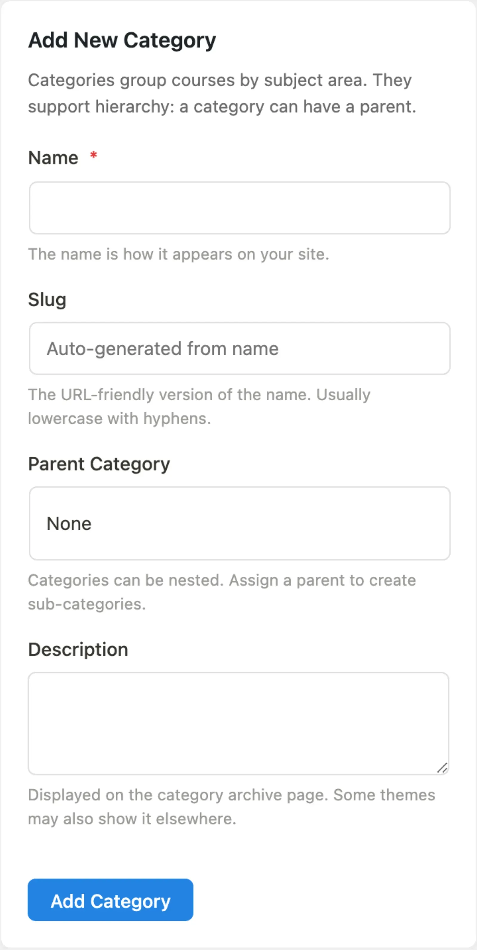 Add category form