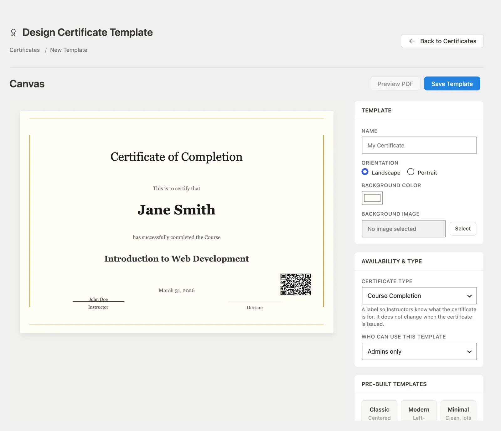 Certificate designer