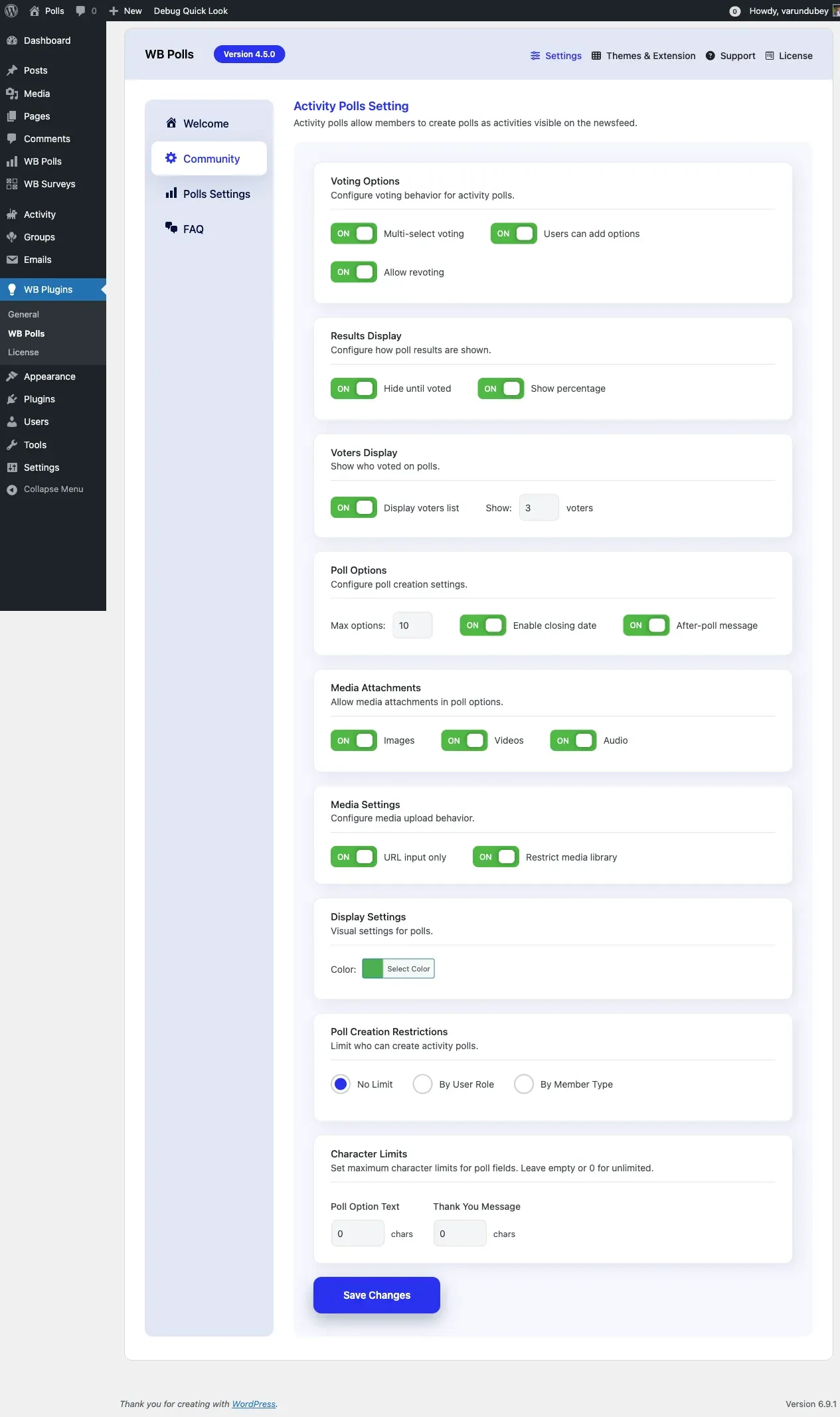Community Settings