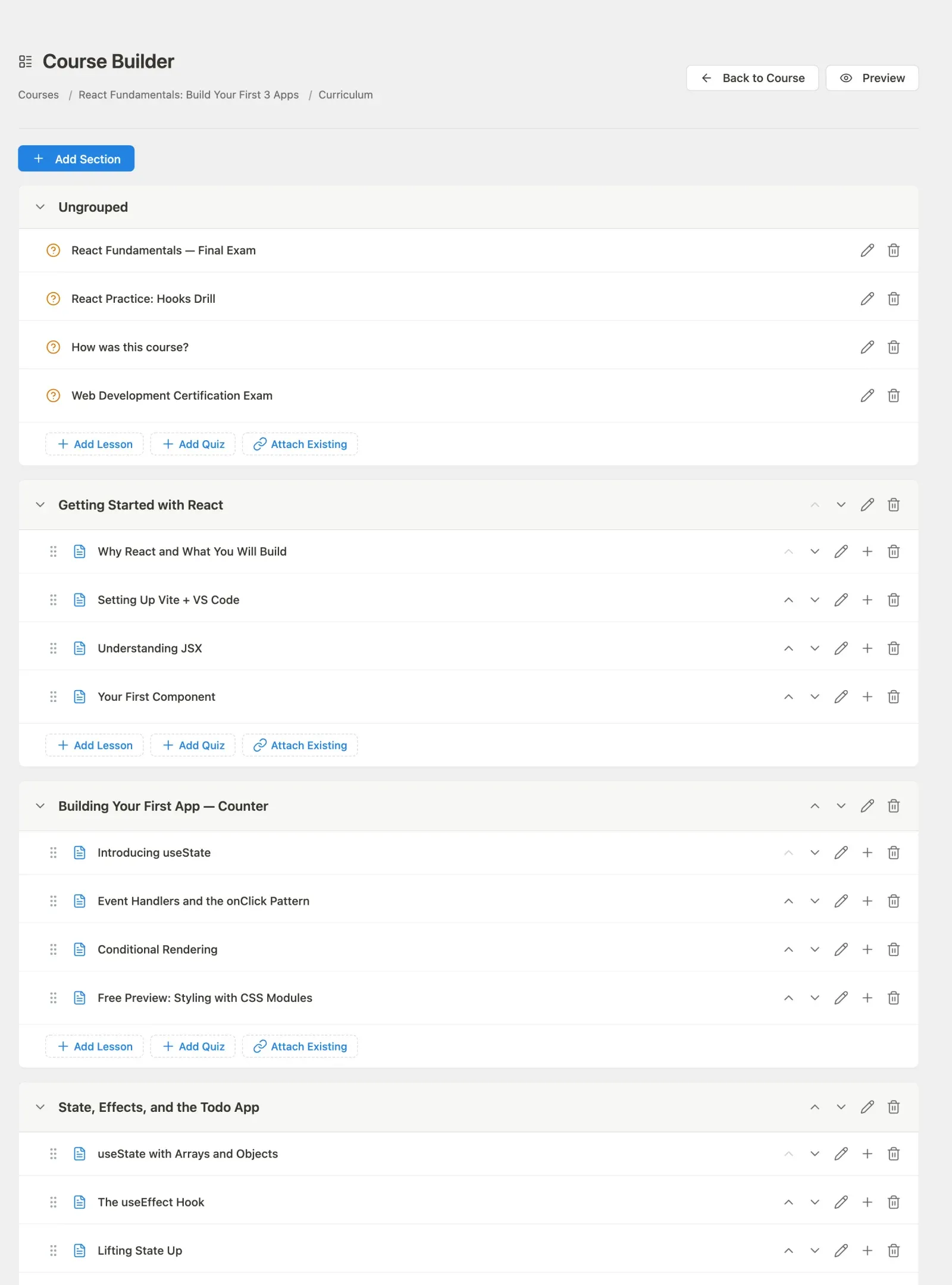 Course builder