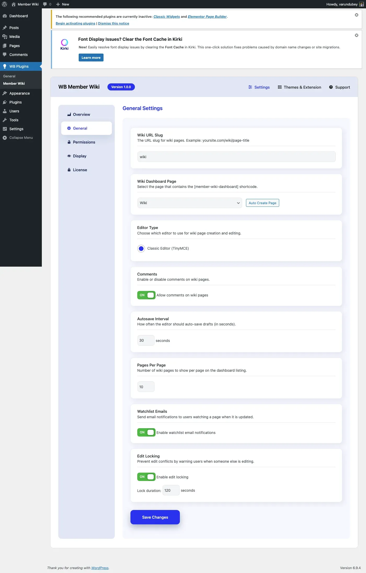General Settings - Edit Locking
