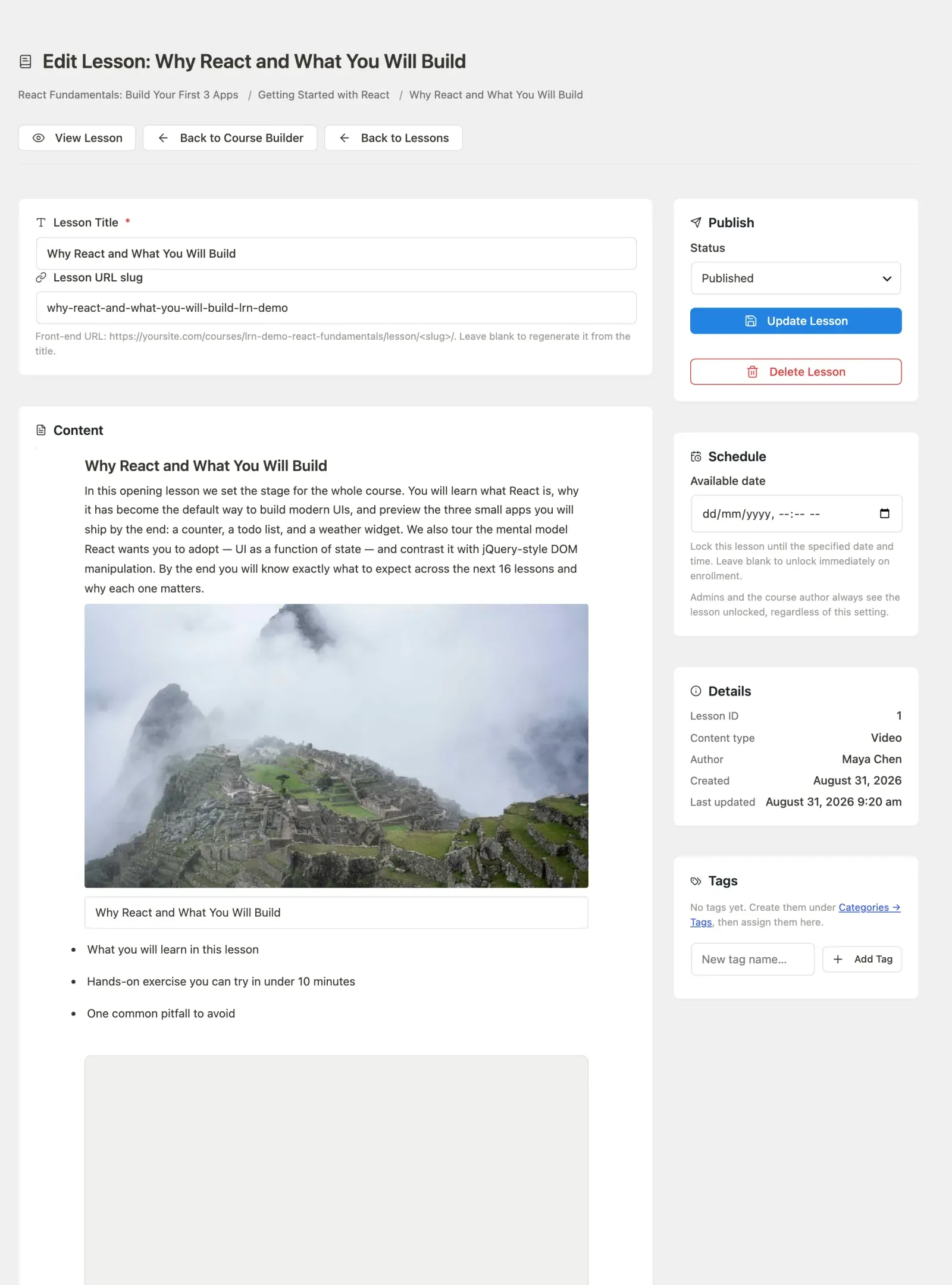 Lesson editor