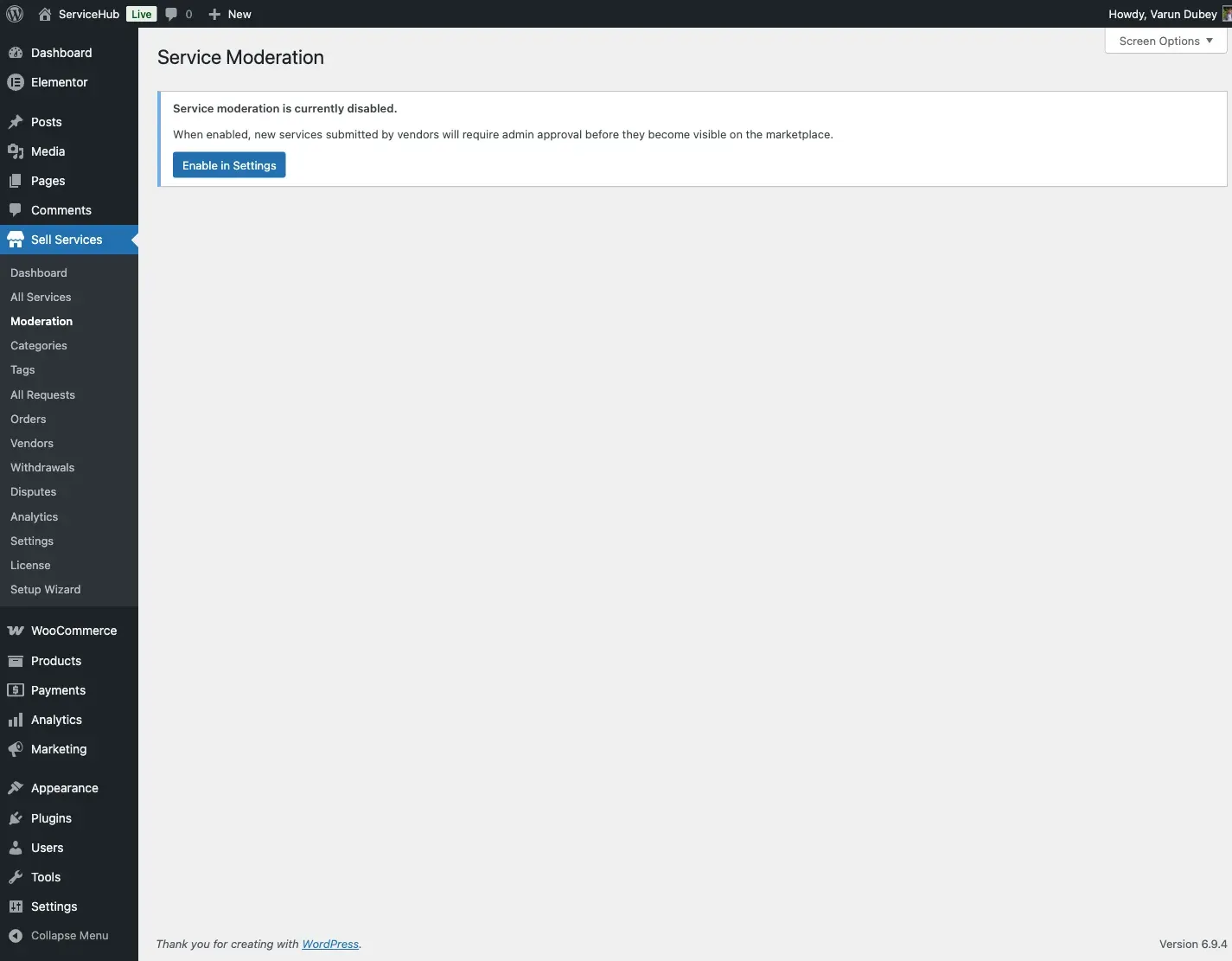 Service Moderation Queue
