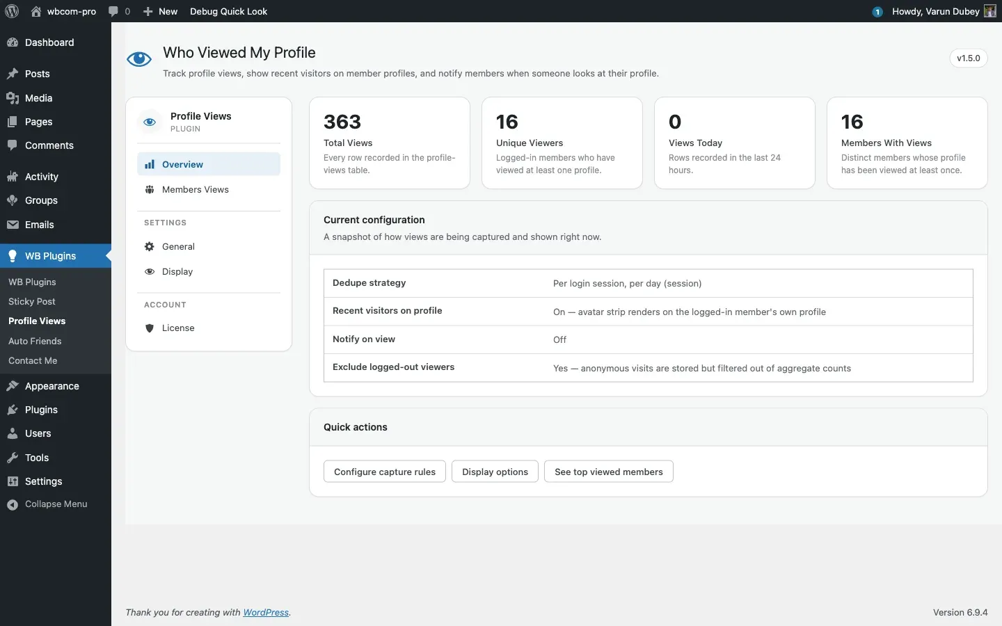 Admin Overview tab