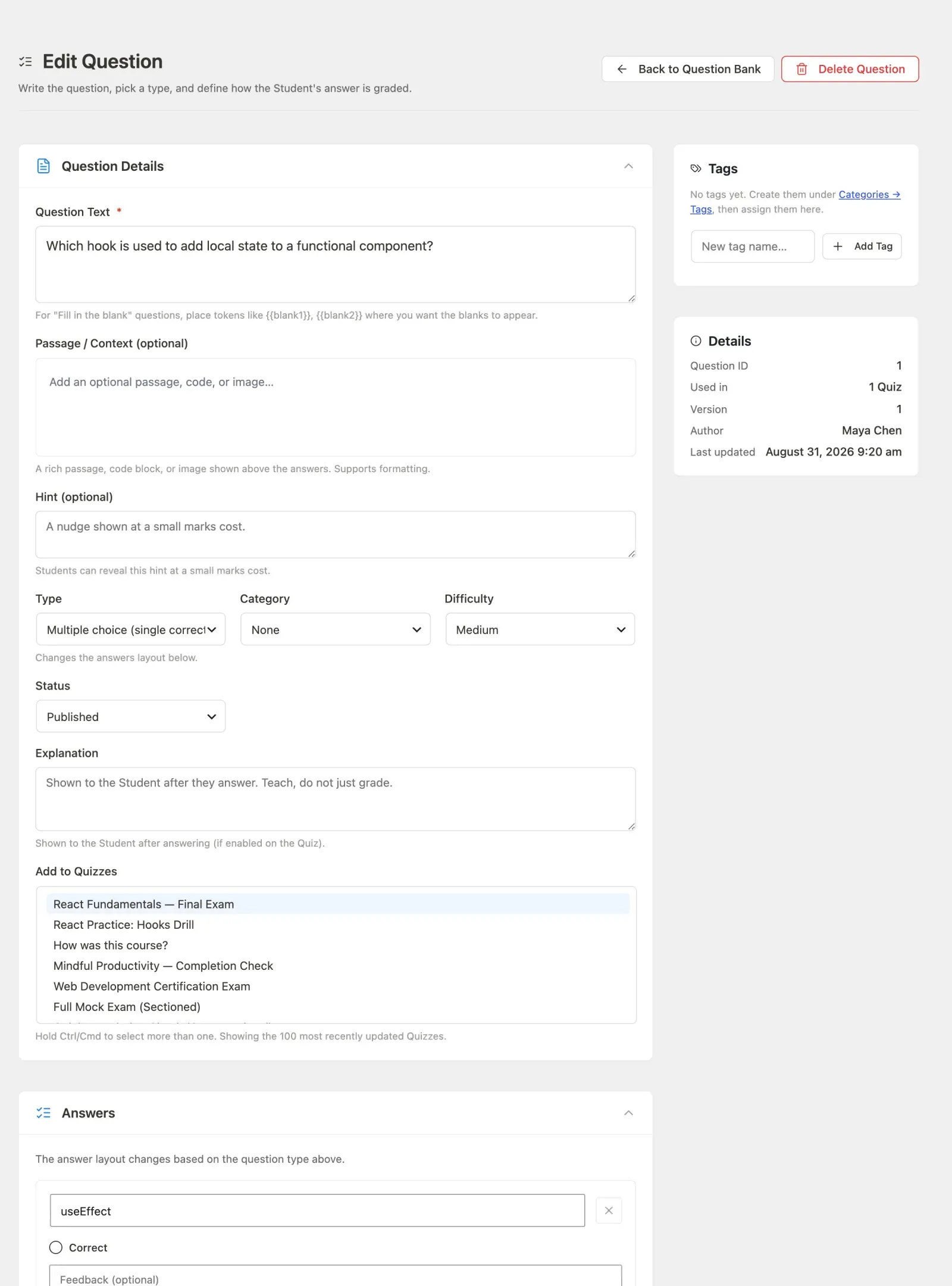 Question editor