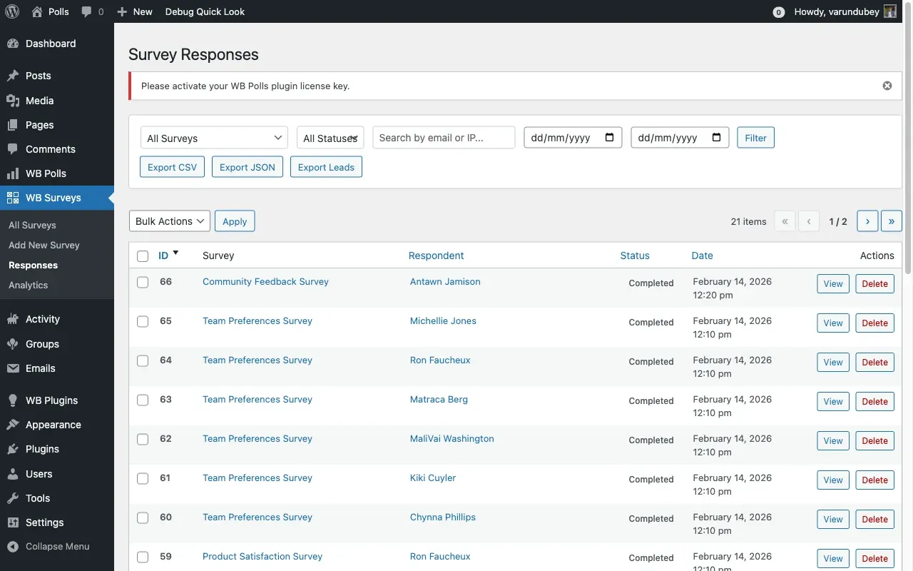 Response List