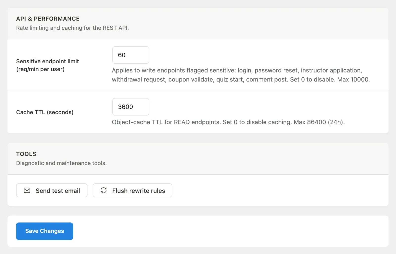 API and Performance first view