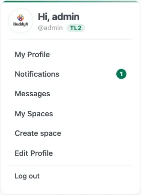 Jetonomy User Panel block showing a logged-in member’s avatar, name, notifications count, and quick links