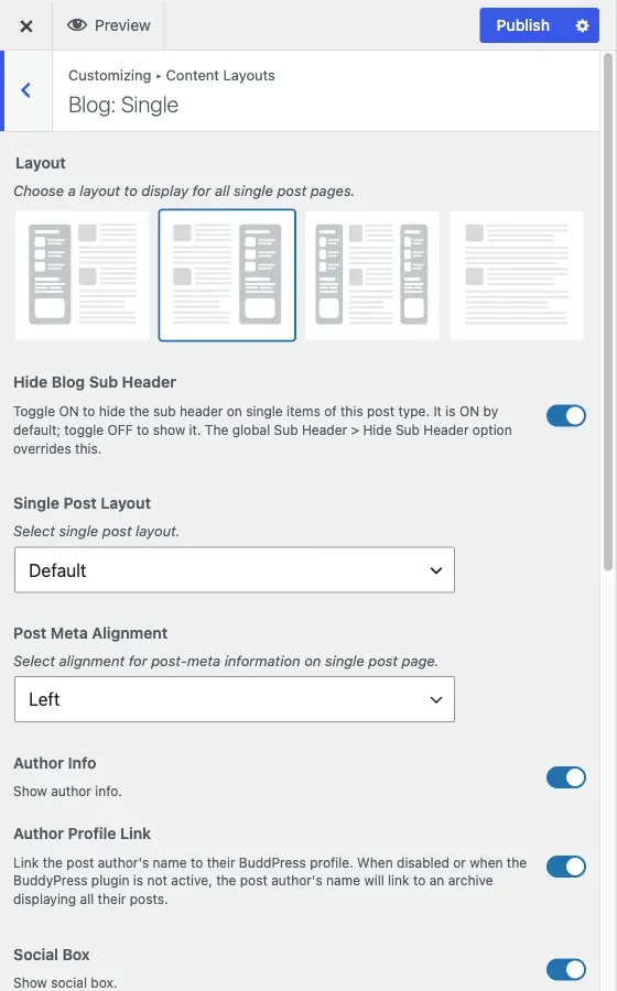 The Blog: Single section in Content Layouts