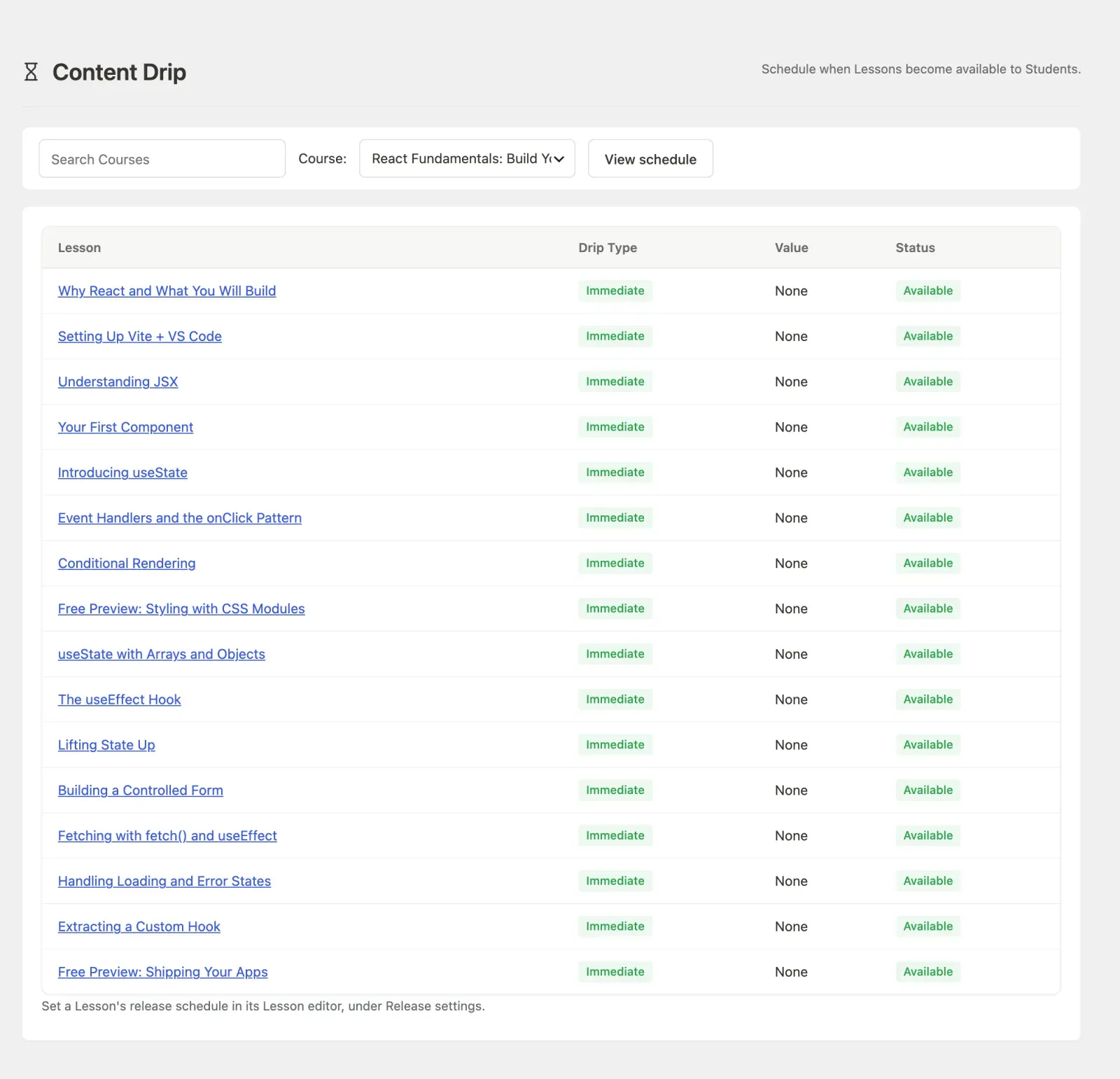 Content Drip page