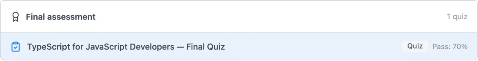 Final quiz in curriculum