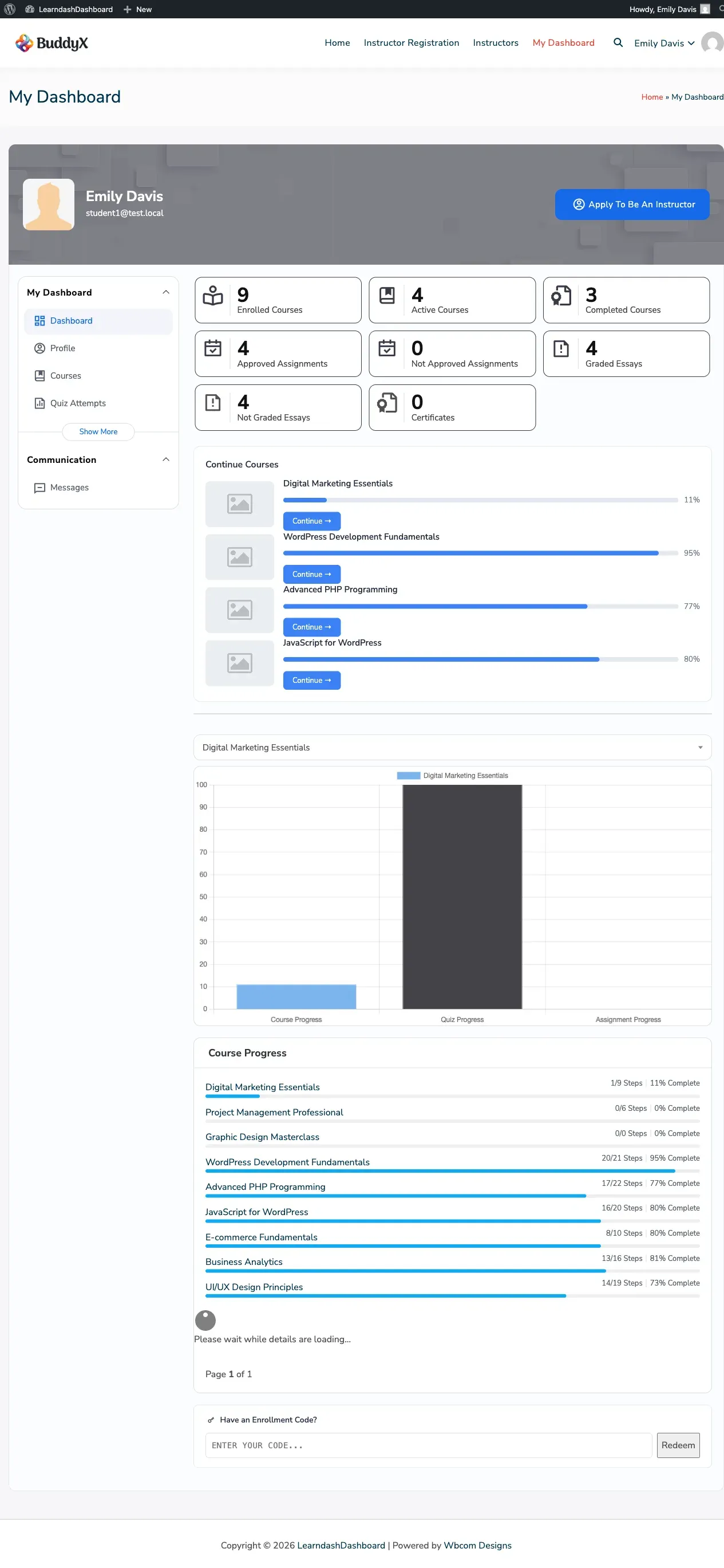 Student Dashboard Home