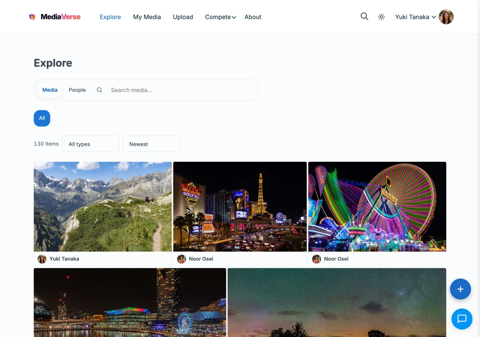 Explore page showing a justified grid of member photos