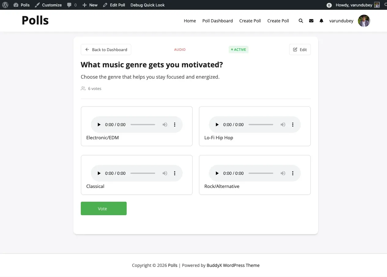 Audio Poll Example