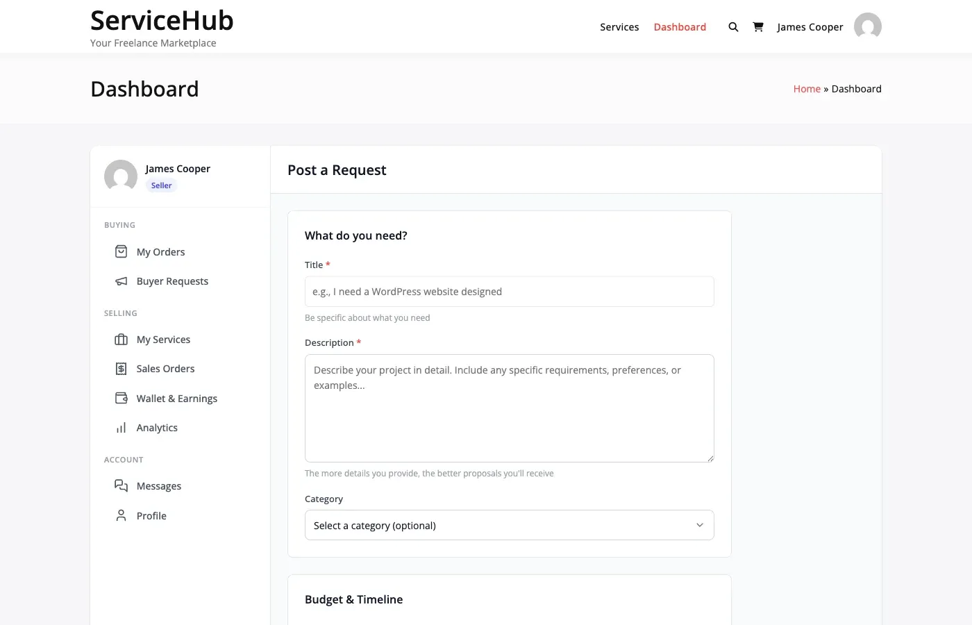 Post a buyer request form