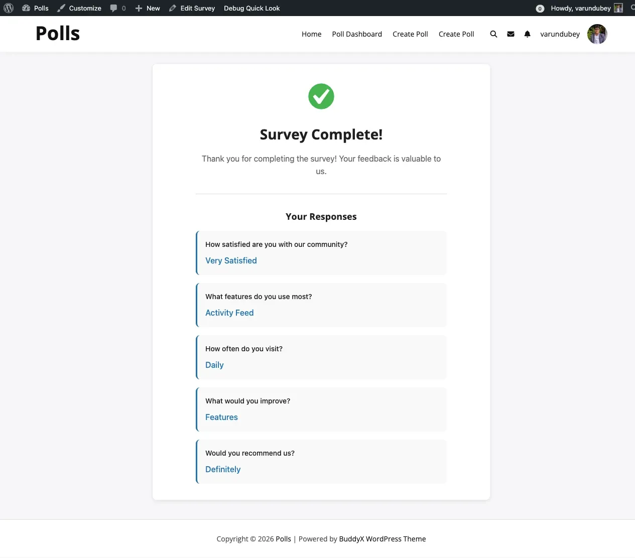 Survey Complete Screen