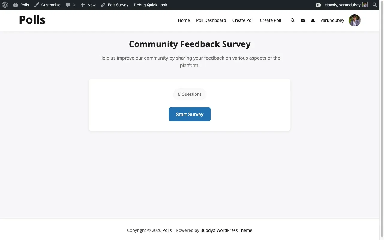 Survey Start Screen