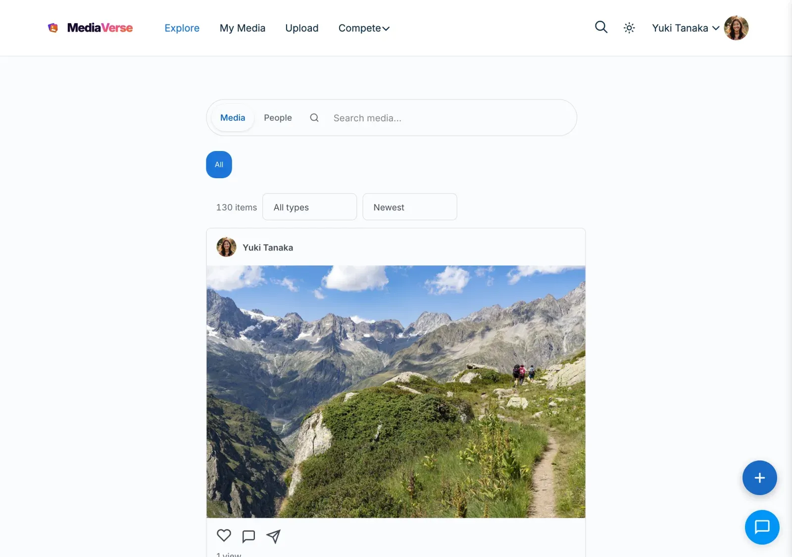 Instagram layout: a single-column feed of large cards