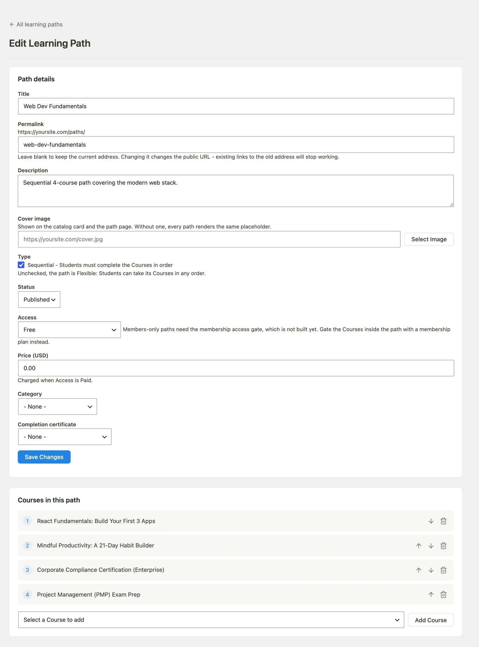 Learning path detail