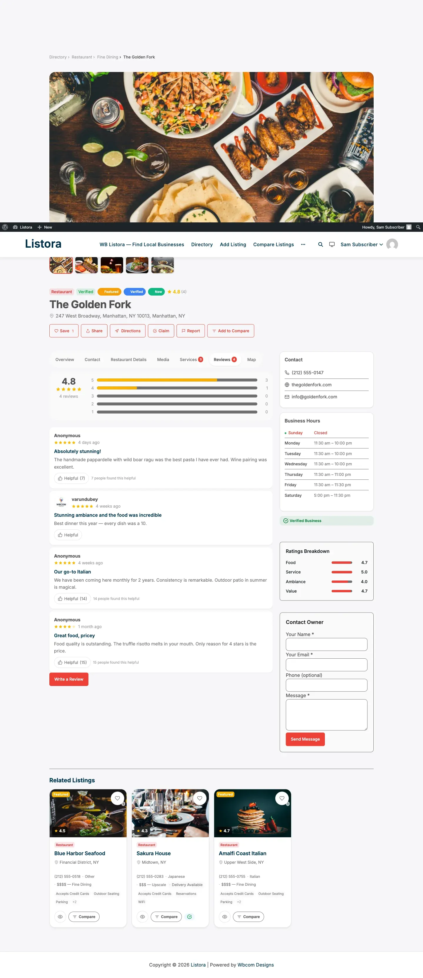 Multi Criteria Reviews - screenshot from the modernized 1.0.5 site