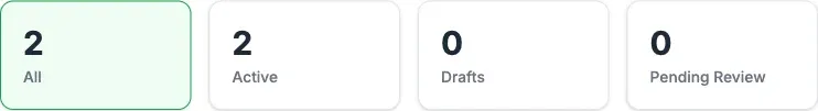 The My Services status tiles: All, Active, Drafts and Pending Review