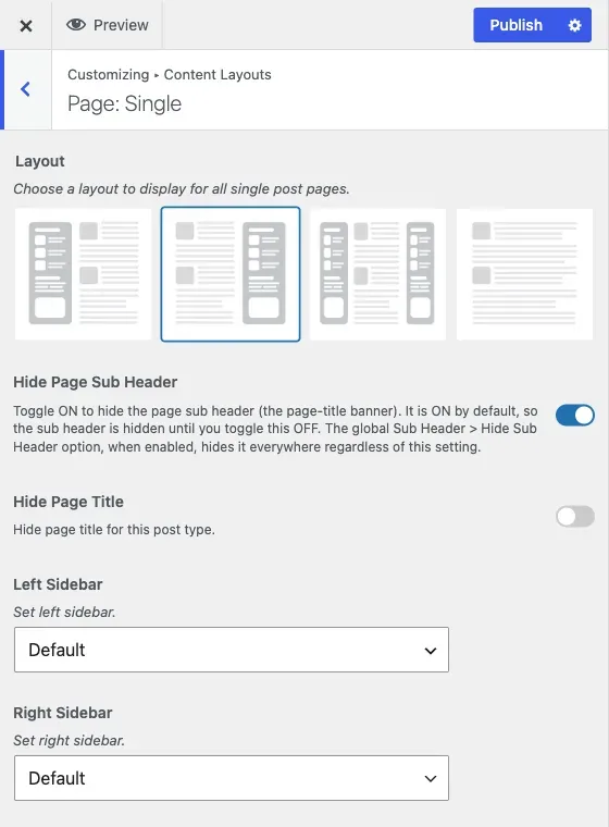 The Page: Single section in Content Layouts