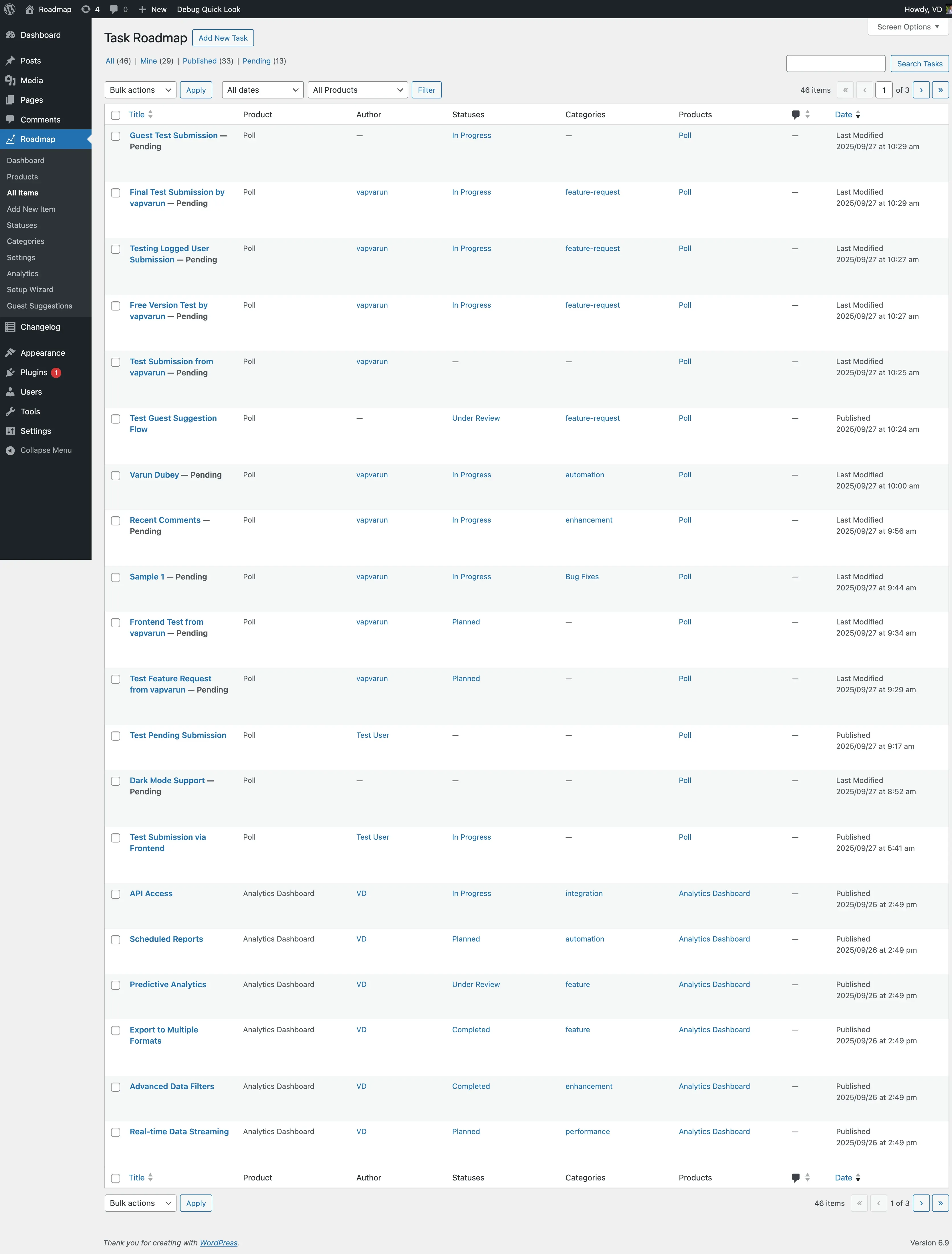 All Items List