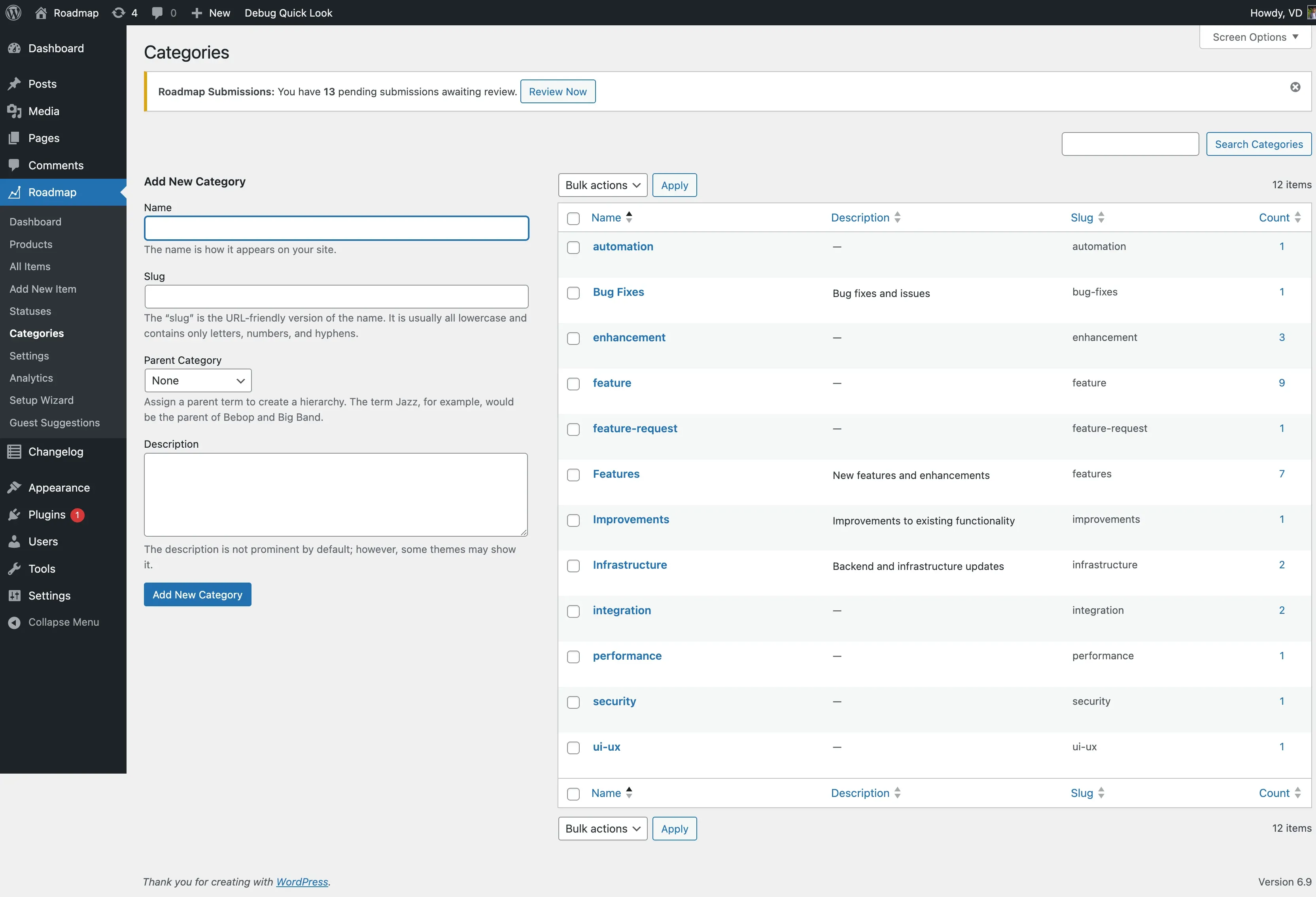Categories Management