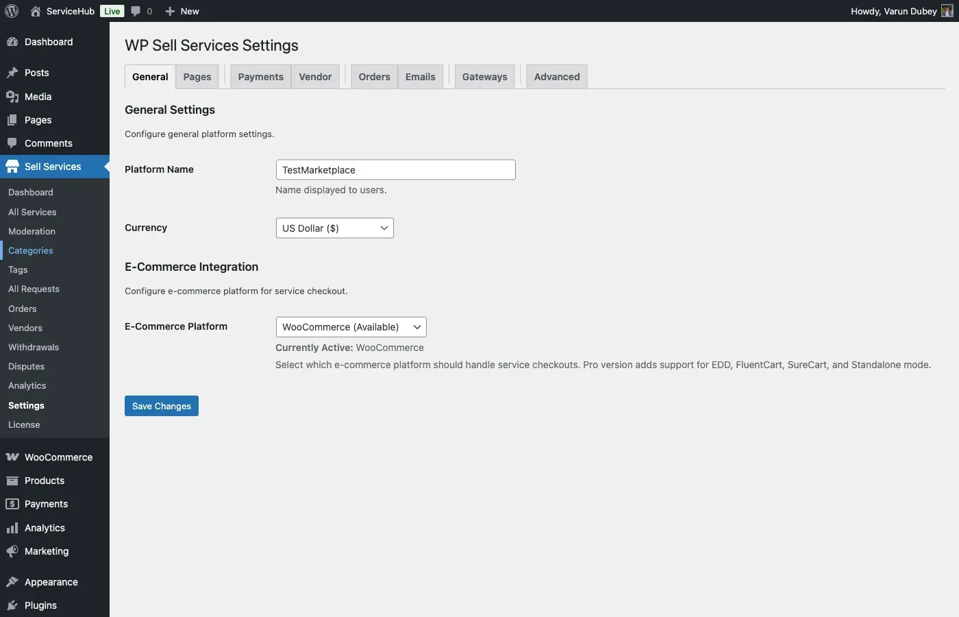 General settings tab