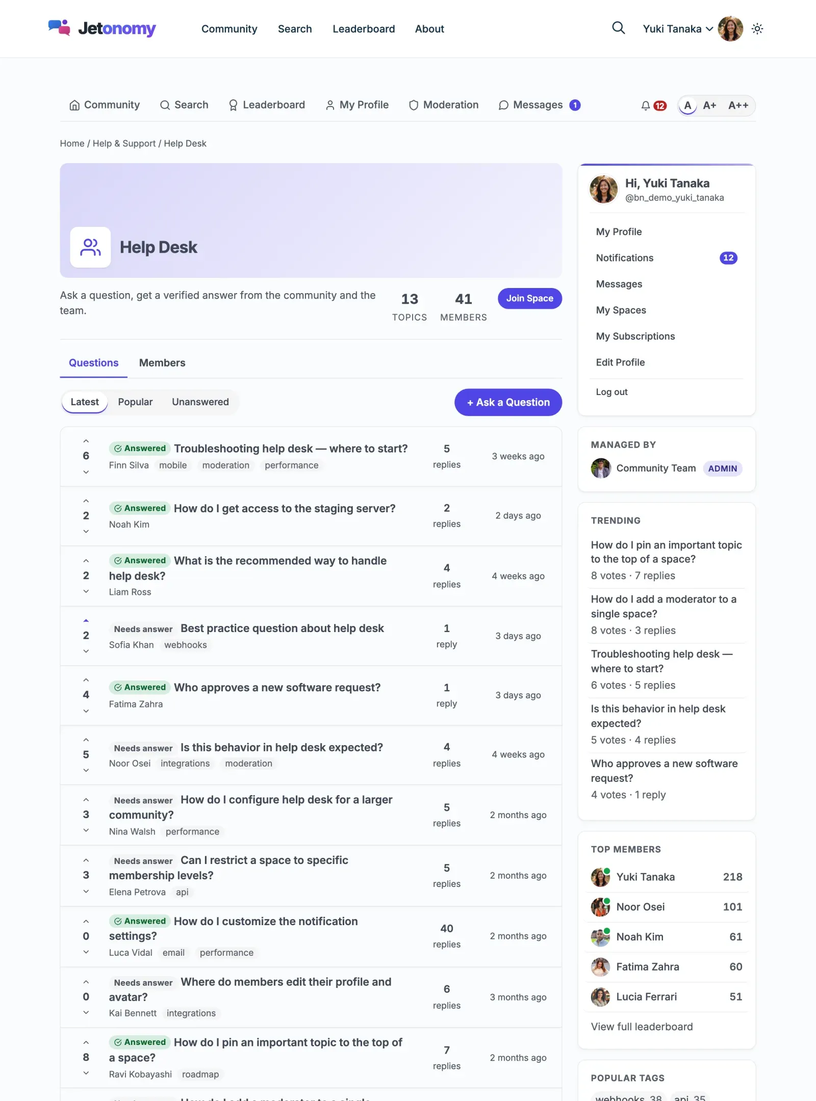 A Q&amp;A space with questions, votes and accepted answers