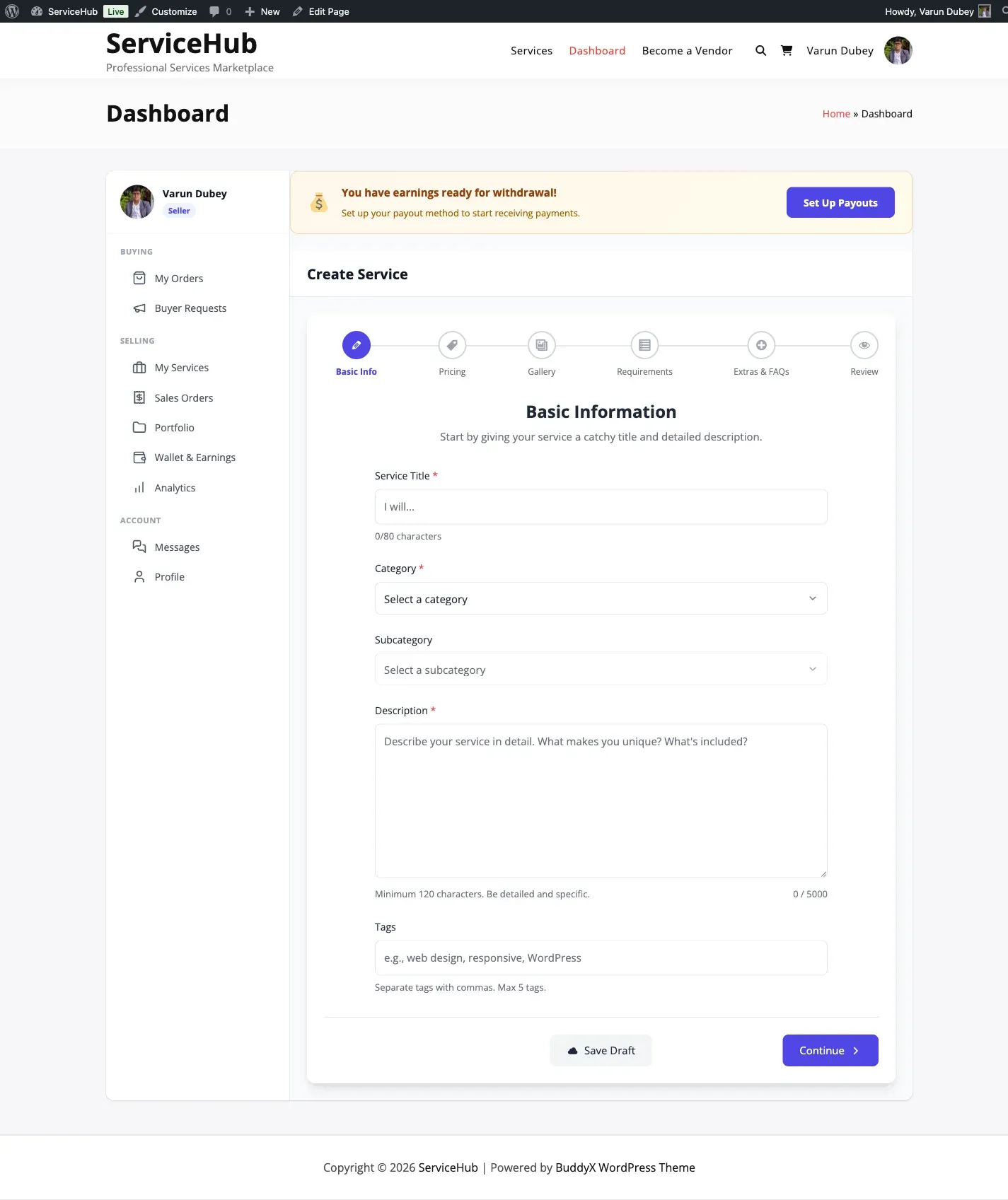 Service Creation Wizard