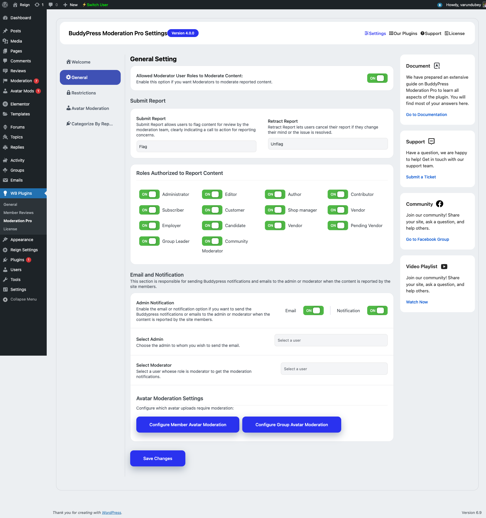 Admin General Tab