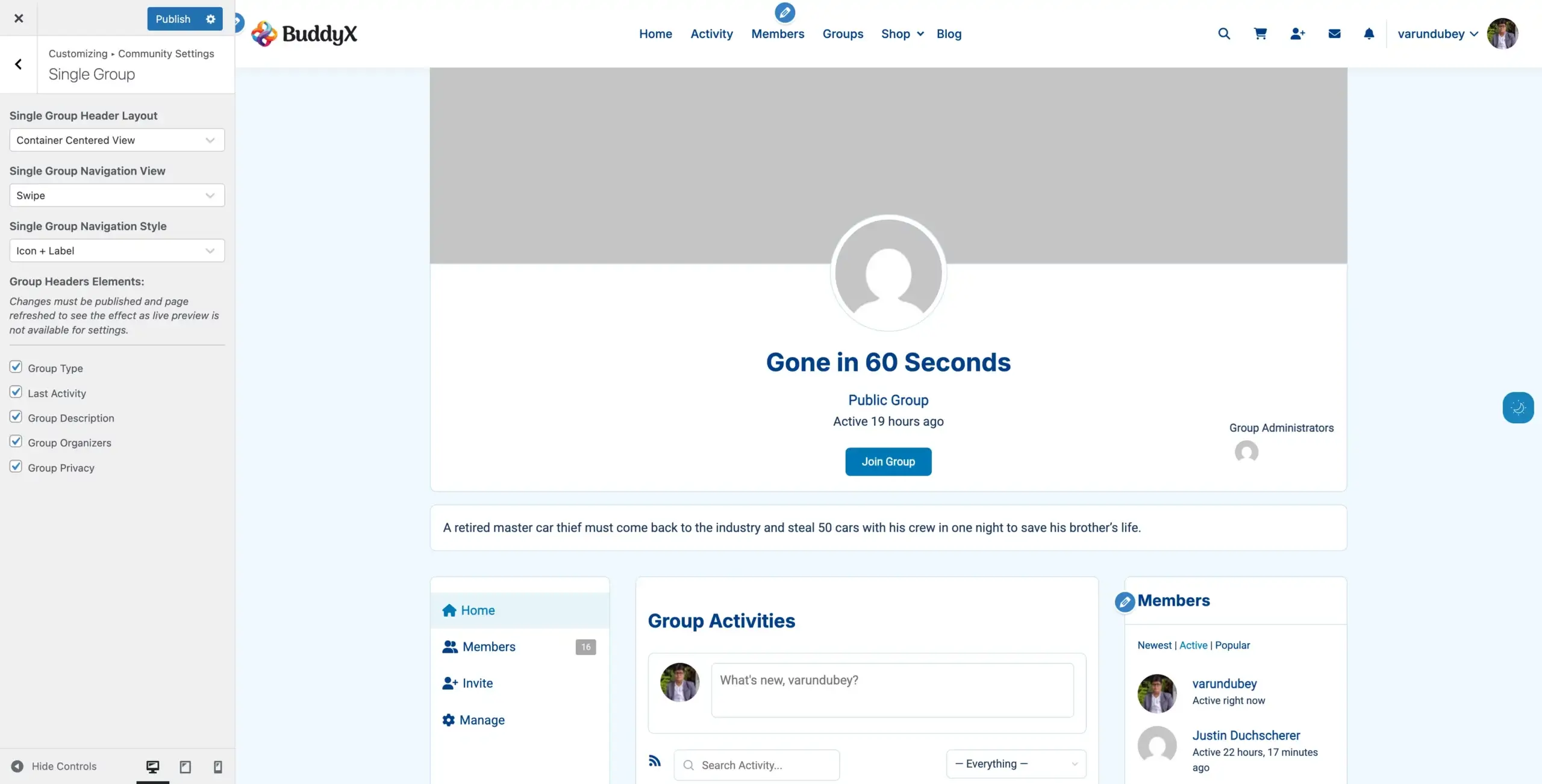 Group Header Container Center