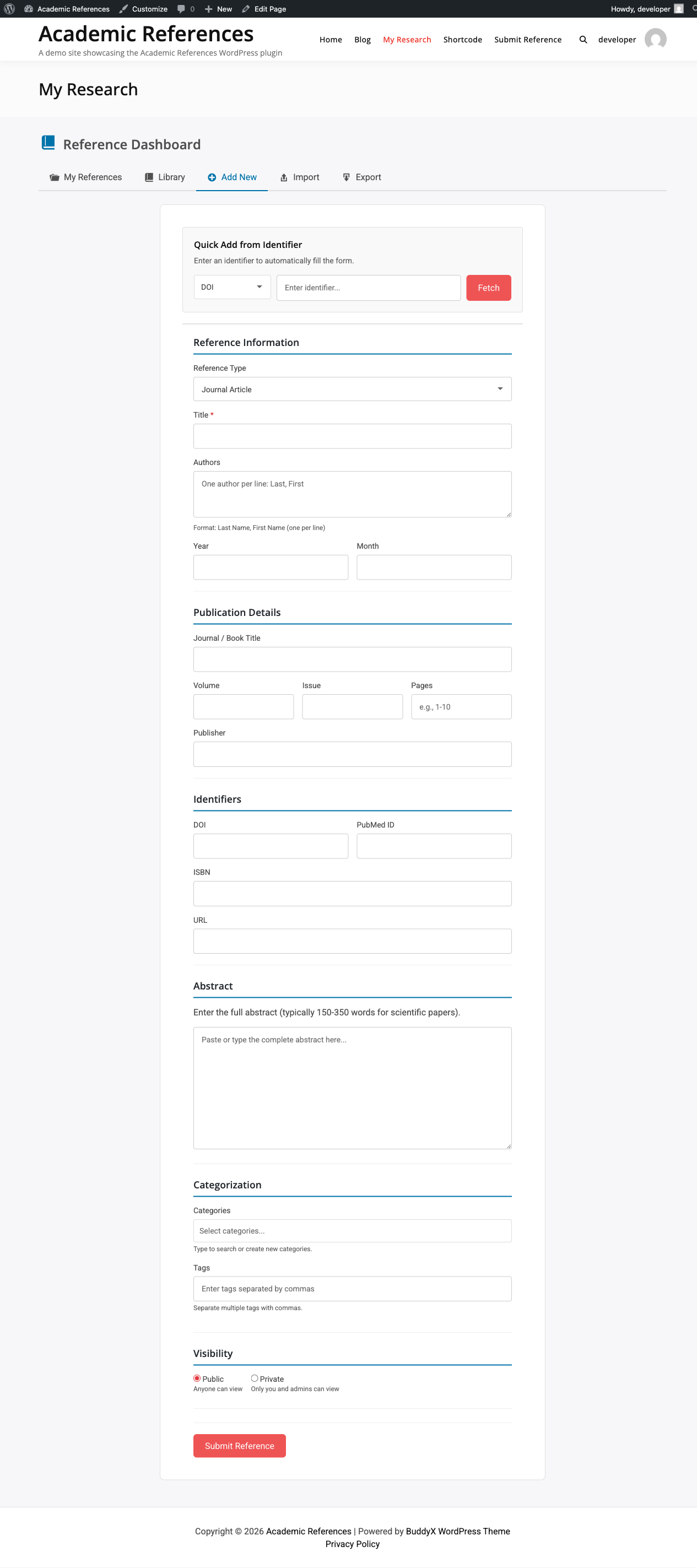 Frontend Submission Form