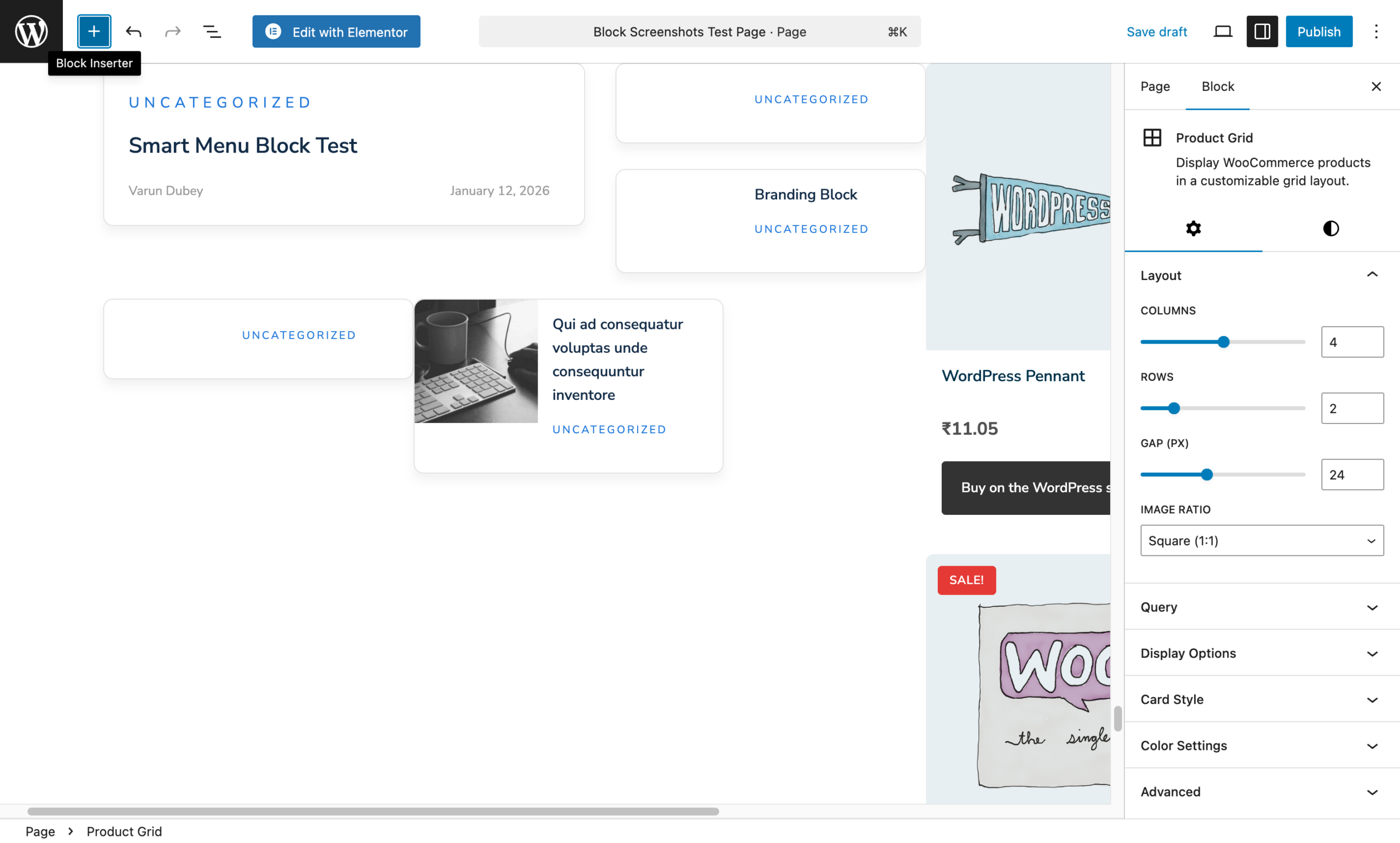 Product Grid block