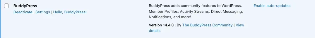 BuddyPress Active