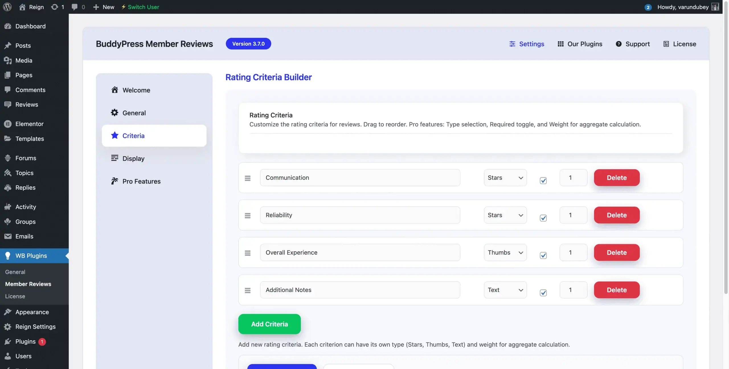 Criteria Builder Interface