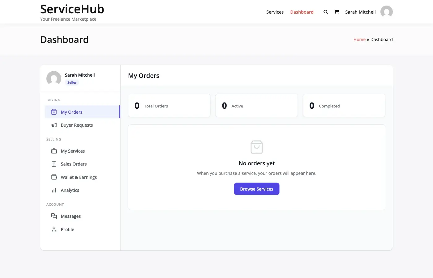 Vendor dashboard overview