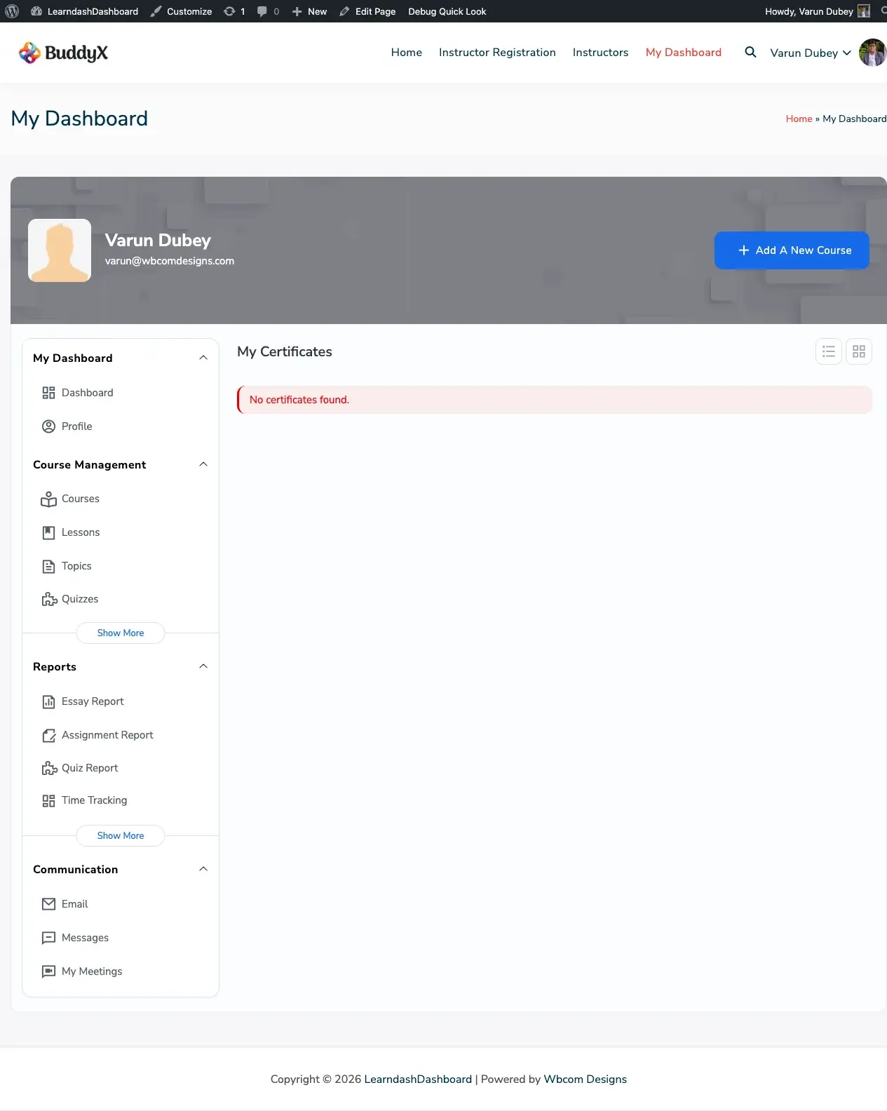 Admin View of Certificates